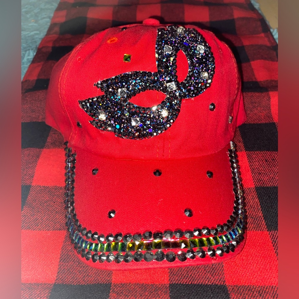 Red Masquerade Studded Baseball Cap